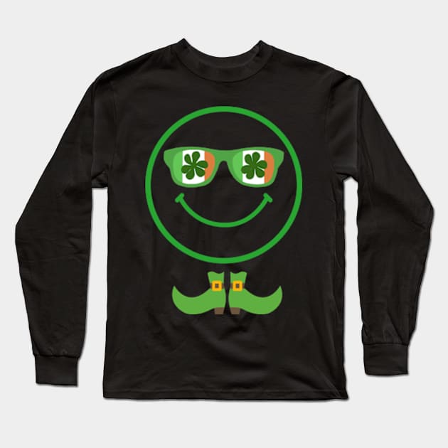 st patrick day irish emoji face Long Sleeve T-Shirt by soft and timeless